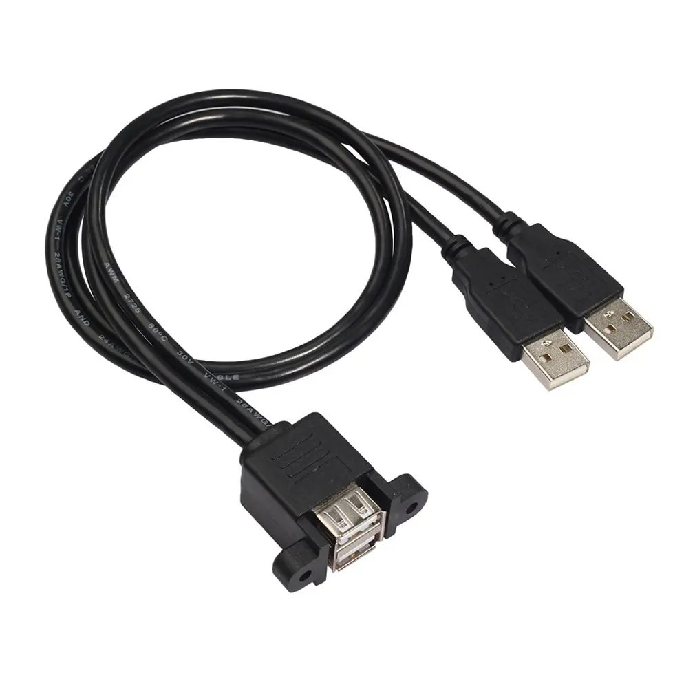

1Pc Dual Usb 2.0 Extension Cable Professional 1 Female Socket Panel Mount To 2 Usb A Male Extension Cable 0.5M