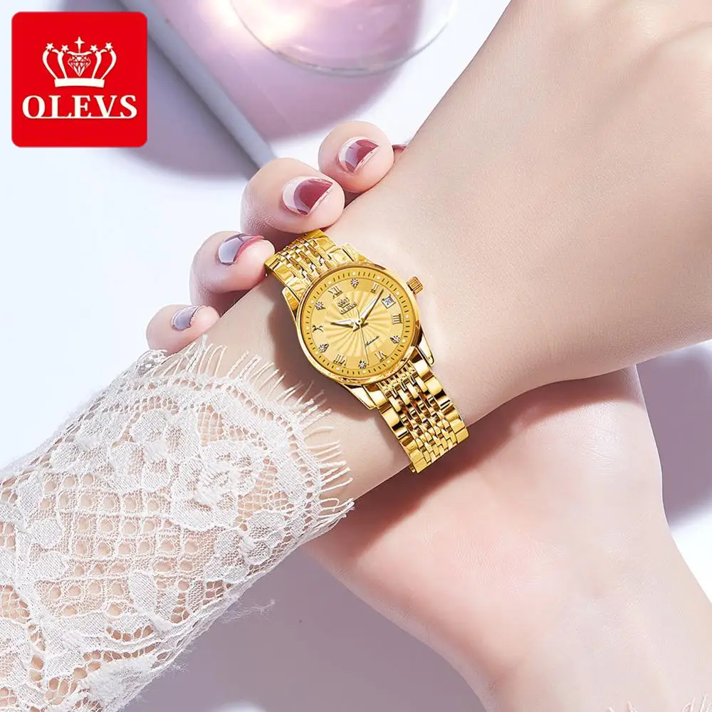 OLEVS Luxury Brand Women Automatic Mechanical Watches Steel Watch Band Watch Waterproof Simple Watch For Women Gift for Women