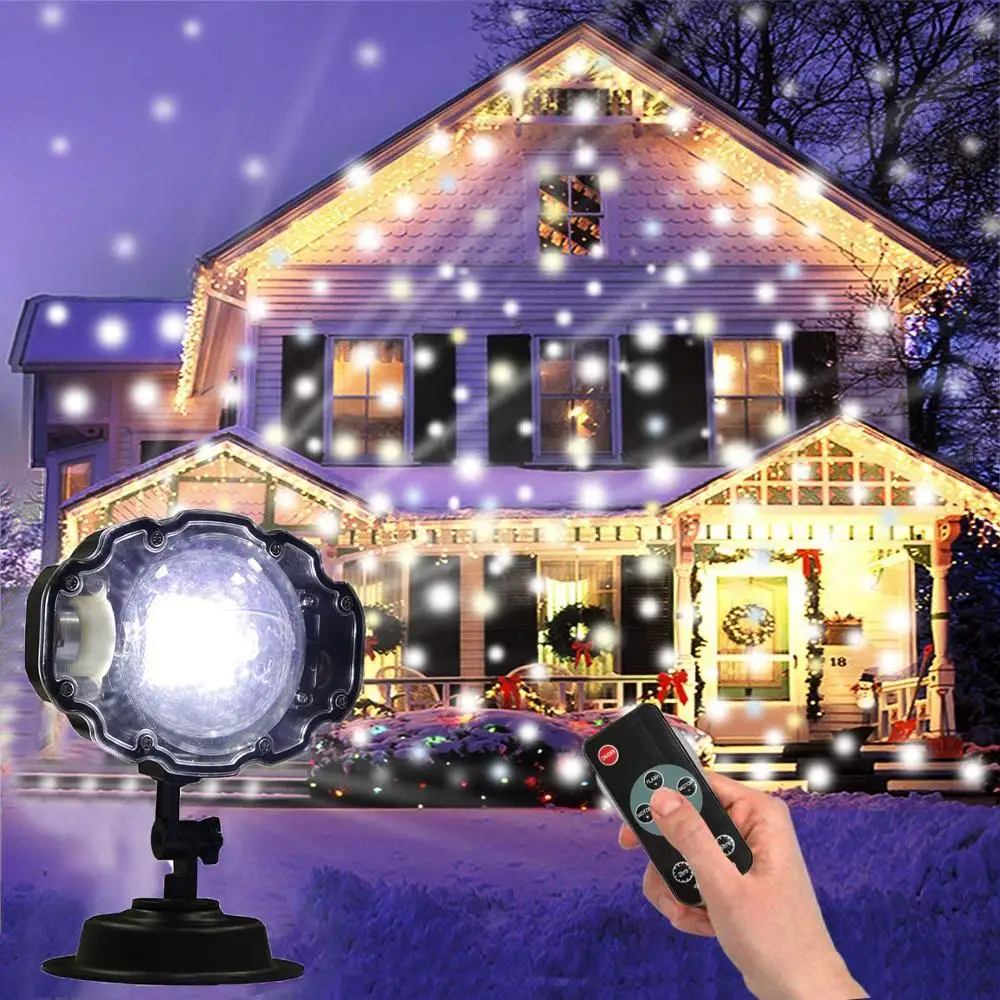 BEIAIDI Waterproof Moving Snowfall Laser Projector Lamp Outdoor Snowfall Christmas Projector Light Holiday Party LED Stage Light