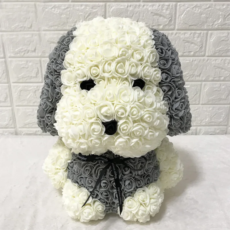Dropshipping Rose Dog Artificial Rose Flower Pug Christmas Gifts for Women Valentine's Day Gift  Puppy Toys Home Decor