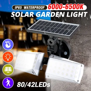 

280LM 180 COB Two Head Solar Lamps PIR Motion Sensor Activated Waterproof Outdoor Flood Light for Entryways Patio Yard Gardren