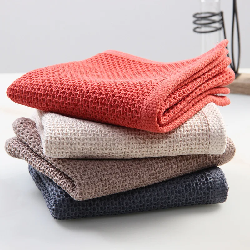 Cotton Hand Towel Honeycomb Waffle Face Wash Towel Home Cleaning Tool Kitchen Cleaning Cloth kitchen towel cleaning cloth