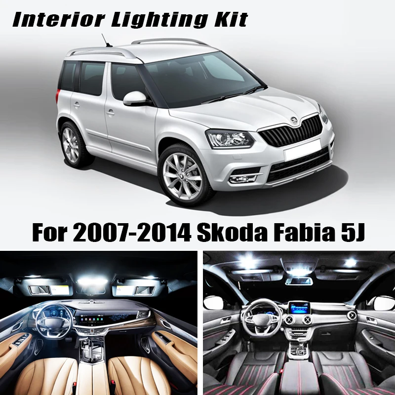 Светодиодный светильник для автомобиля 7 шт. Skoda Fabia 2 белый салона 2007 2014 5J