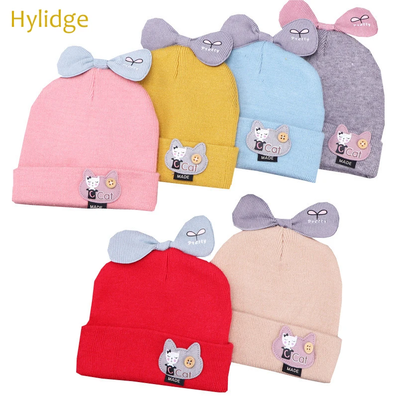 Hylidge Корейская милая детская шапочка шапка для малышей Зимние Детские шапочки с рисунком котенка детская вязаная шапка детские головные уборы