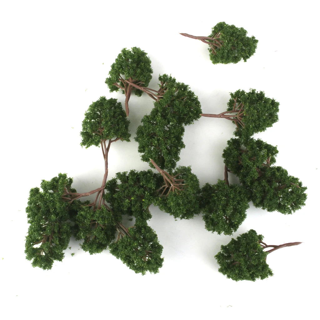 20 Uds. Modelo de árbol 7,5 cm verde, tren de Arquitectura del ferrocarril Diorama N escala para manualidades DIY o modelos de construcción