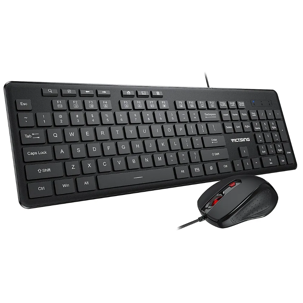 VicTsing PC246 Wired Keyboard and Mouse Combo 7 Multimedia Shortcuts Keyboard 204 Keycaps Whisper Quiet USB Mouse Set For PC Win (8)