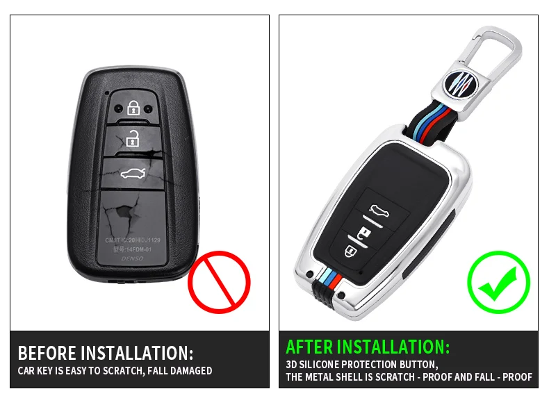 Copertura della cassa chiave a distanza dell'automobile in lega di zinco per Toyota Prius Camry Corolla CHR RAV4 Land Cruiser Prado Protector Shell Fob accessori - Hc3e58d2b733e45daa86af953c1b11f531