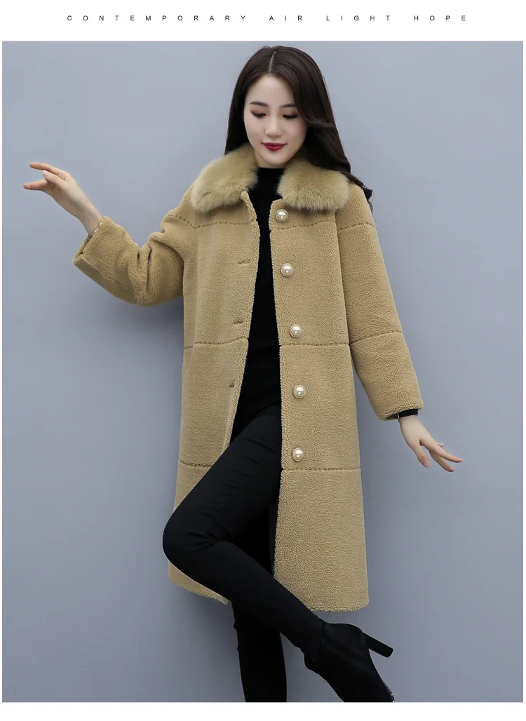Ke li rong Composite materials Fur Middle Long Coat Autumn And Winter New Style Korean-style Loose-Fit Slimming WOMEN'S Ov