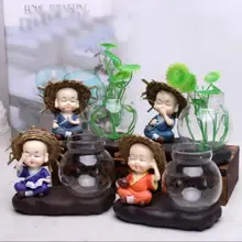 Креативное украшение для гостиной, стеклянная посуда для цветов, домашнее украшение, чайный столик, зеленая ваза для цветов ананаса, керамическая ваза