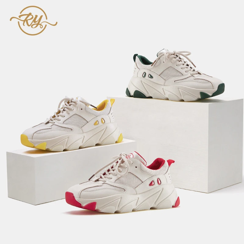 

RY-relaa fashion female summer 2019 new net red color matching sports shoes ins tide wild thick bottom increased running shoes