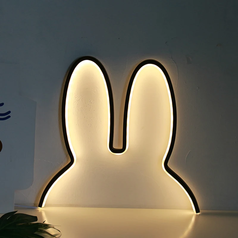 Baby LED Night Lamp Rabbit Night Lights for Children Wall Bedroom Home Decorative Lamp USB Power LED Light for Kids Xmas Gift