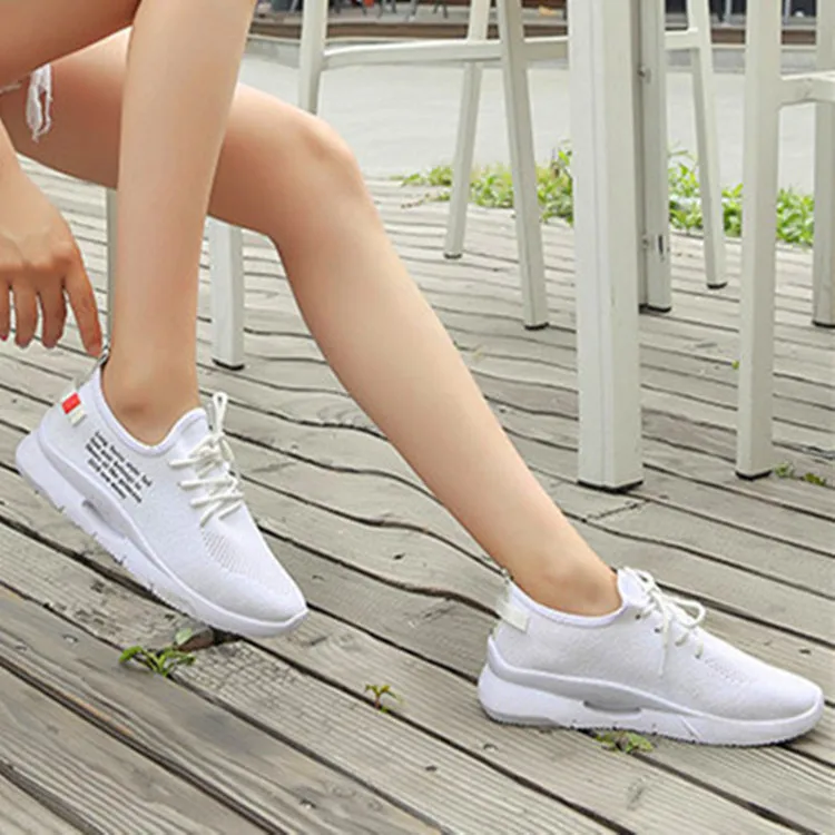 

2019 Summer And Autumn New Style Women's Casual Old Beijing Cloth Shoes Fly Woven Lace-up White Shoes Flat Campaign-Style Mesh S