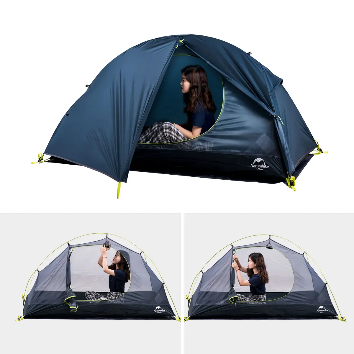 Barraca de Acampamento t para 1 Naturehike Ciclismo Mochila Tenda Ultraleve 20d - 210 Pessoa Nh18a095-d 13 t para 1 pessoa barraca de acampamento NH18A095-D
