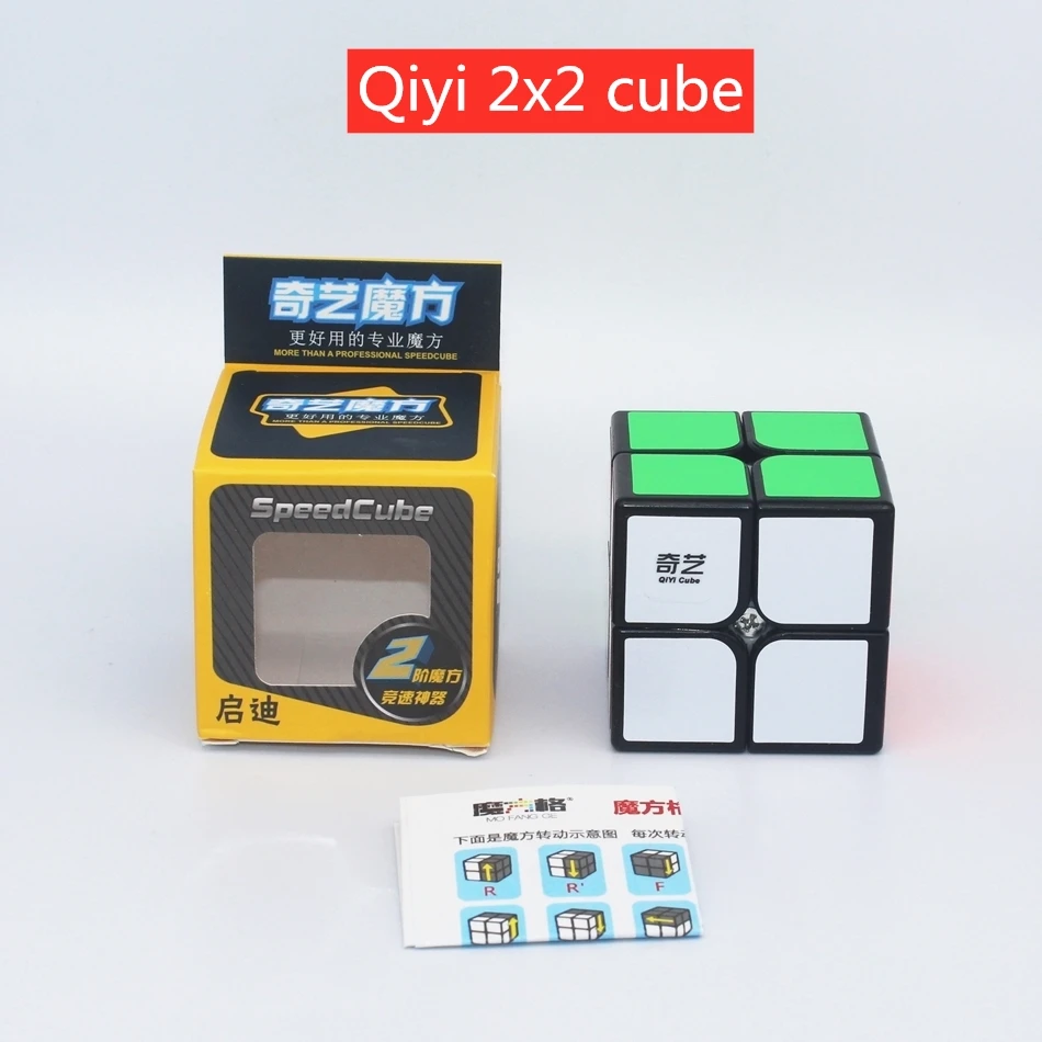 Qiyi волшебный куб головоломка игрушки неокуб 2x2x2 кубик рубика черная наклейка