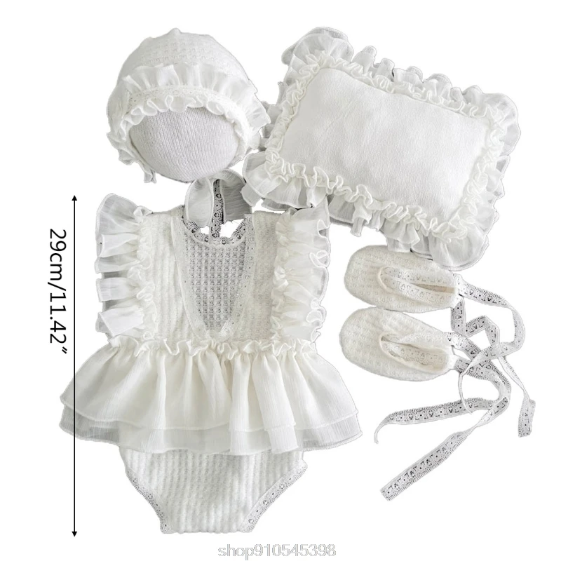 Baby Souvenirs hot 5Pcs Baby Lace Dress+Hat+Pillow+Shorts+Shoes Set Photo Shooting Costume Outfits Newborn Photography Props O27 20 Dropshipping outdoor newborn photography