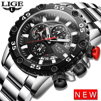

2020LIGE New Mens Watch Stainless Steel Sport Chronograph Watches Men Top Brand Luxury Waterproof Quartz Watch Relogio Masculino
