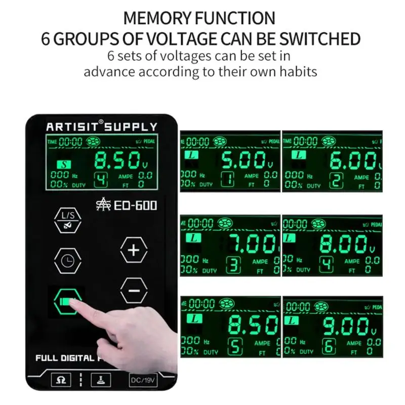 Ultra-thin LCD Display Black ED600 Digital Tattoo Power Supplies High Quality Touch Screen Source for Tattoo Machines