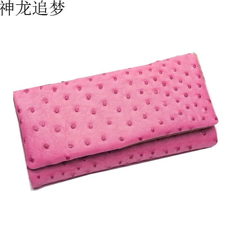 

Ostrich pattern female Cowhide Leather Wallet women Clutch bag mobile phone bag money Female hasp wallet Card Holder wallet