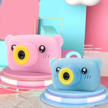 

Cute Cartoon Bear Shape Children HD Digital Camera 2 Inches IPS Screen Mini Camera Fun Children’s Toys f For Birthday Gift