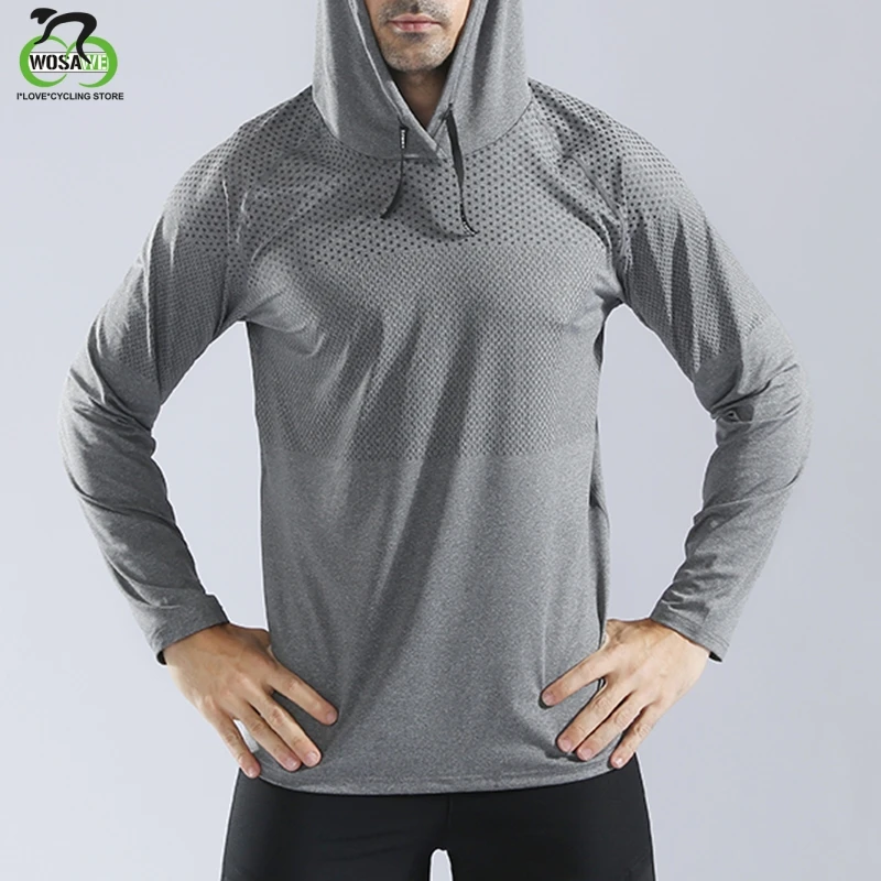 Men's T-shirt Hoodies long sleeve Autumn Casual T-shirt Sweatshirt shirt Hooded Breathable Coat Outerwear Gym Fitness Clothes
