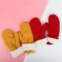 Зимние теплые перчатки, варежки для детей, детские зимние милые разноцветные вязаные перчатки в стиле пэчворк для мальчиков и девочек, детские перчатки