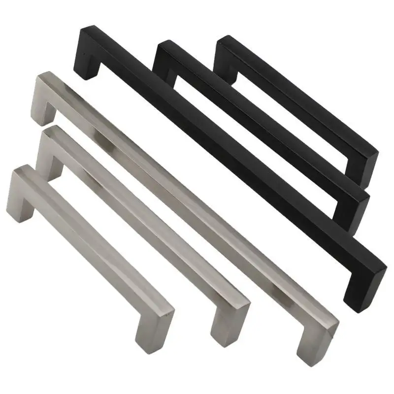 Black Cabinet Handles Kitchen Door Handles Drawer Knobs Aluminum Alloy Wardrobe Door Brushed Modern Style Hardware furniture handles kitchen door handles