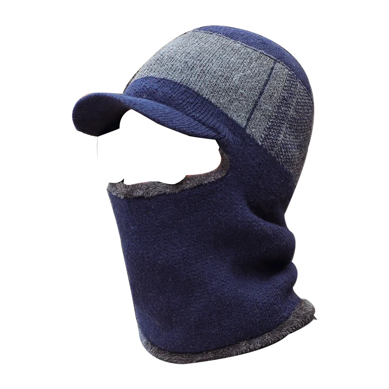DG Winter Hat Scarf Skullies Beanies Knitted Hat Thick Balaclava Earflap Wool Bonnet Unisex Beanie Hats Cap - Color: DG