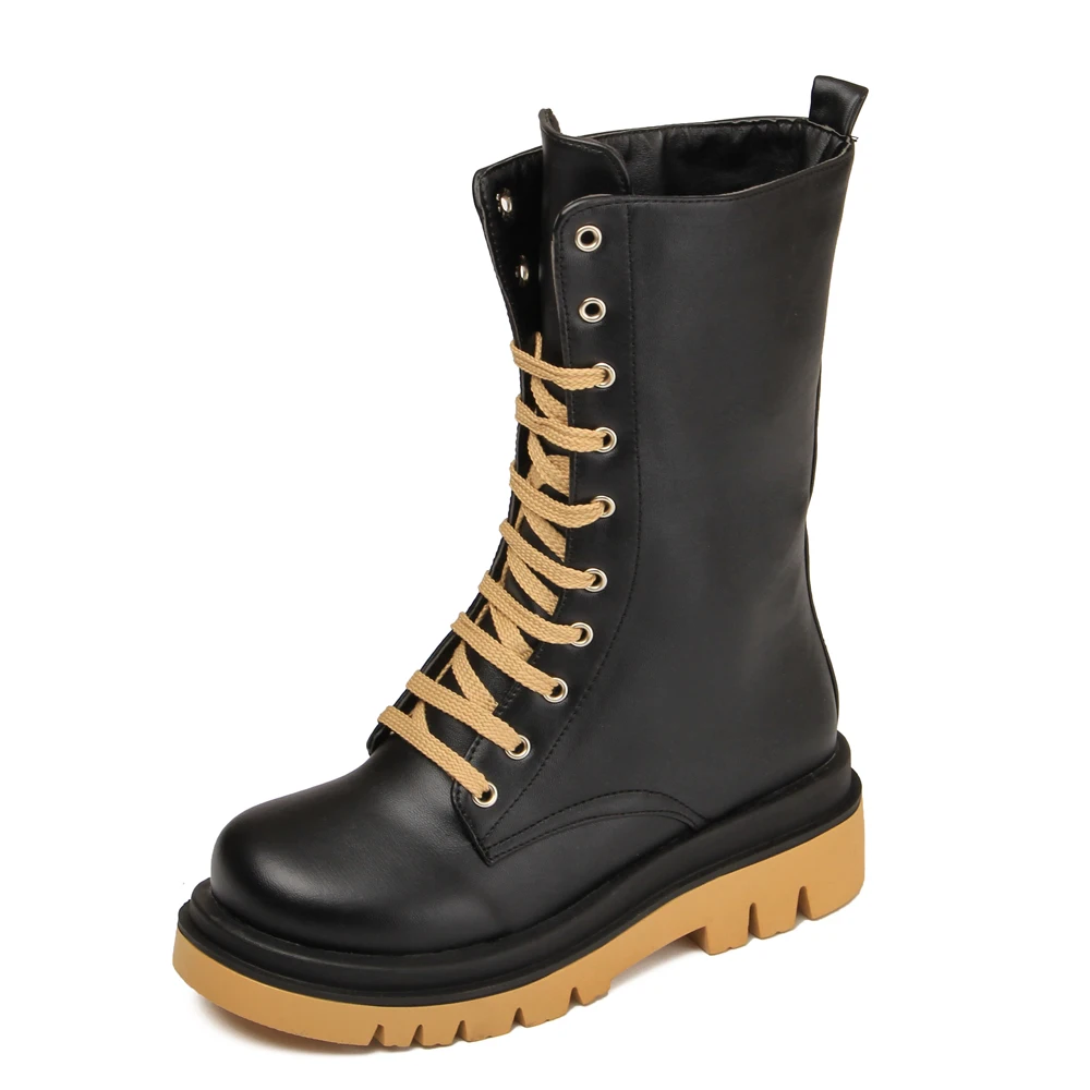 

Flat Bottom Low Heel Cross Strap Mid-Calf Boots 2020 White Autumn And Winter Casual Women's Boots