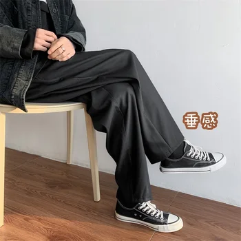 

Men's trousers autumn and winter 2019 new slim solid color nine-point trousers straight pants loose casual youth men's wear
