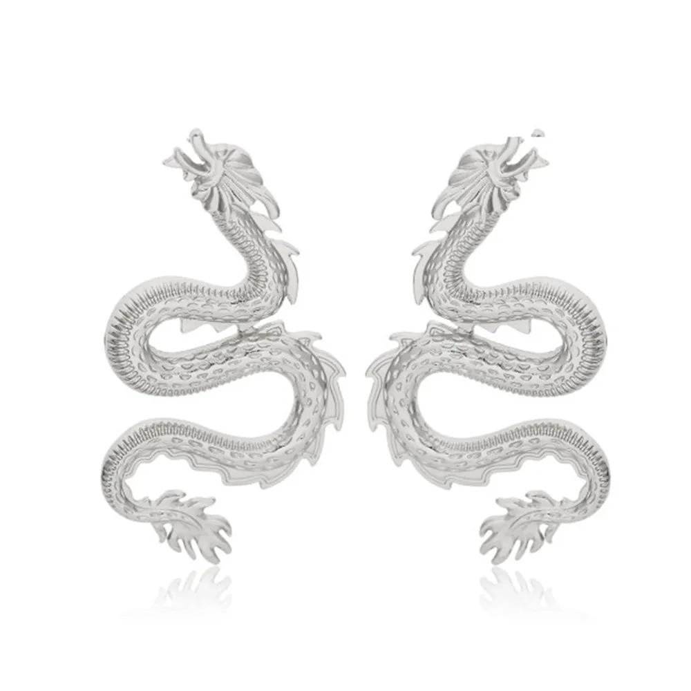 1 Pairs Винтажные серьги-гвоздики в виде дракона для женщин, индивидуальное ювелирное изделие в стиле панк, готика, черные Кристальные серьги в виде змеи, модный подарок - Окраска металла: 1 Pairs