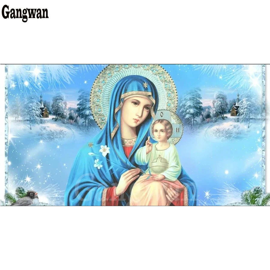 large Diamond Embroidery Jesus Christ painting 5D DIY Painting Madonna &ampChild Religion Mosaic Cross Stitch Rhinestone | Дом и сад