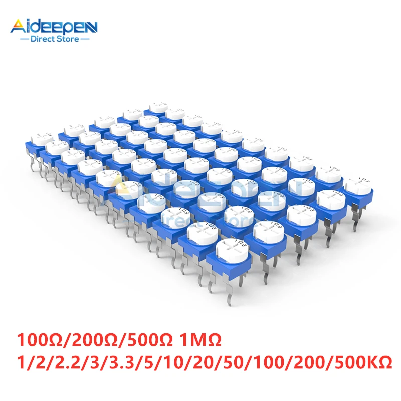 

10PCS/lot RM065 100 200 500 ohm 1K 2K 2.2K 3K 3.3K 5K 10K 20K 50K 100K 200K 500K 1M ohm Trimmer Potentiometer Variable Resistor