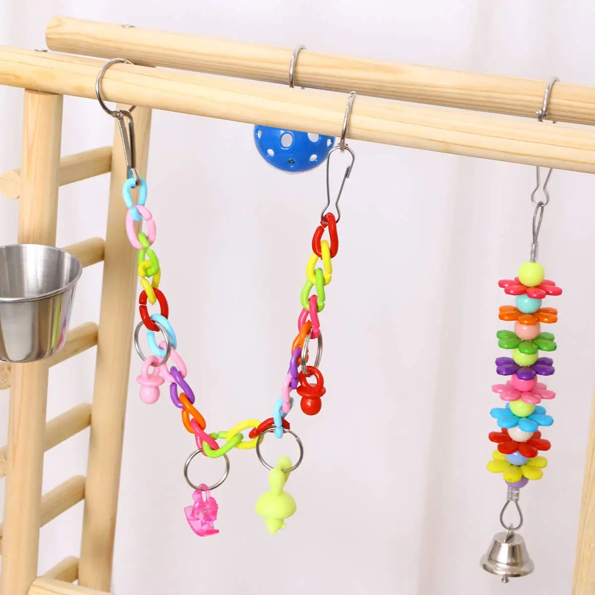 Balacoo Parrot Playstand деревянный окунь тренажерный зал с Кормушками колокольчик веревочная лестница для попугаев