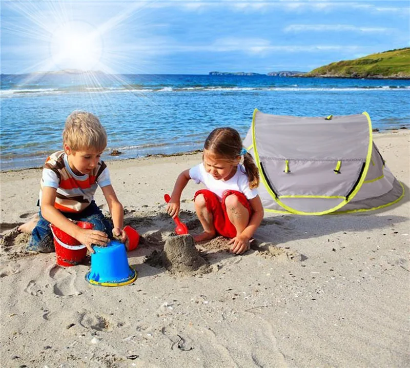 baby beach tent Baby Travel Tent Pop Up Mosquito Net and 2 Pegs Baby Travel Bed, Portable UPF 50+ Sun Shelter,