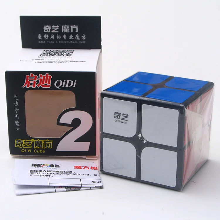QiYi QiDi 2x2 скоростной куб твист Черный Белый Qiyi обучающая игрушка обучающая Голова Прямая