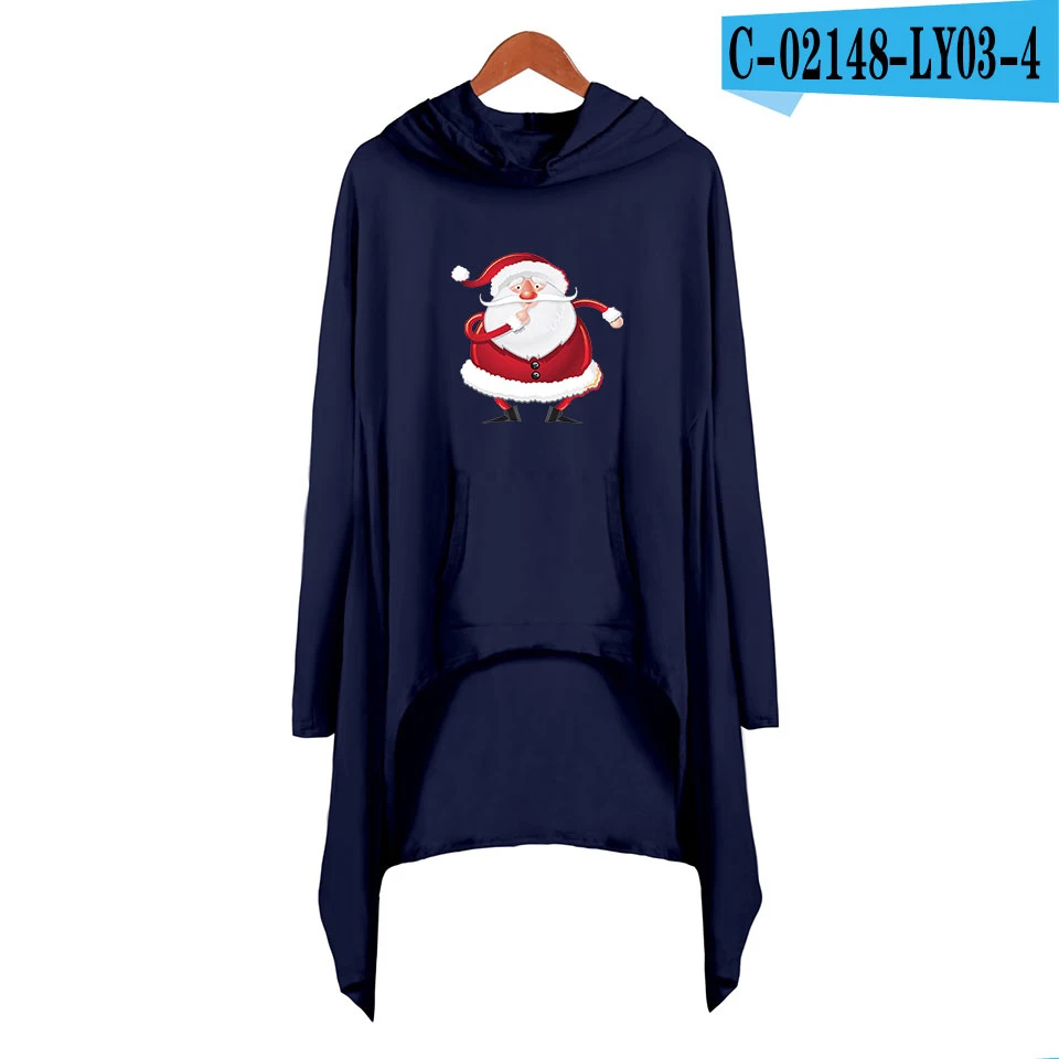 Рождественское праздничное платье с капюшоном, Женское Платье До Колена, тренд, лидер продаж, платье с капюшоном для отдыха - Цвет: navy blue