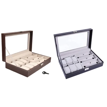 

9 Grids Watch Box Leather Glass Box Storage Box Luxury Jewelry Display
