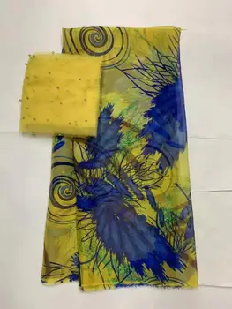 

Newest silk lace Fabric Satin for women high quality African Silk stretch 2020 french lace with nigerian gele headtie 5+2yards