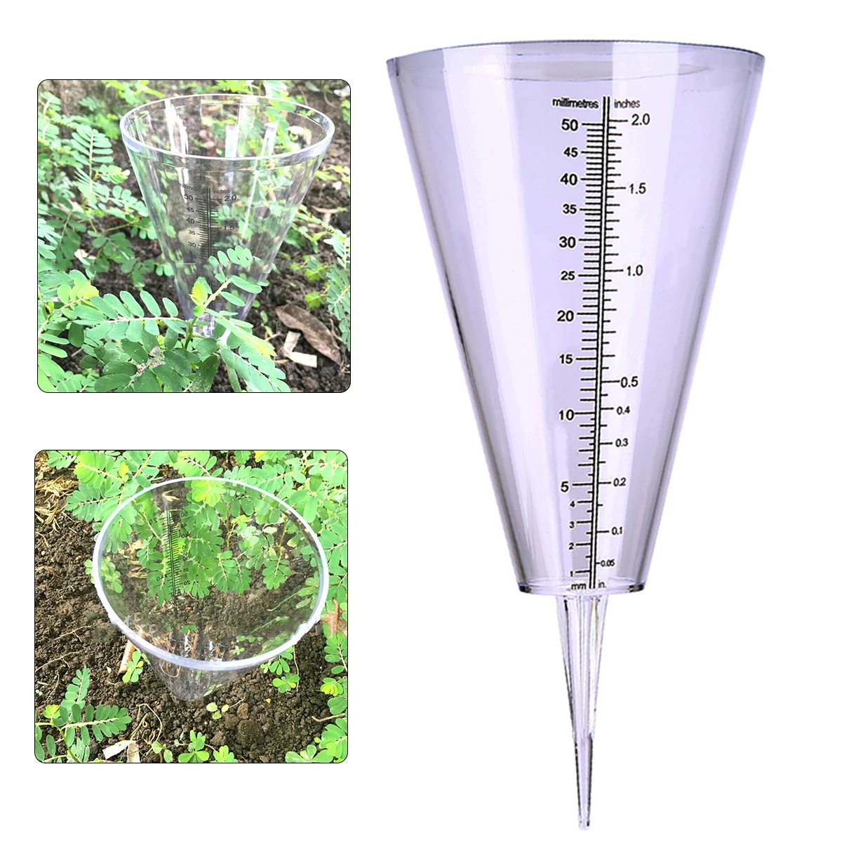 Cone Rain Gauge Measurement Ground Spike Precipitation Garden Yard Rainfall Measuring Tools