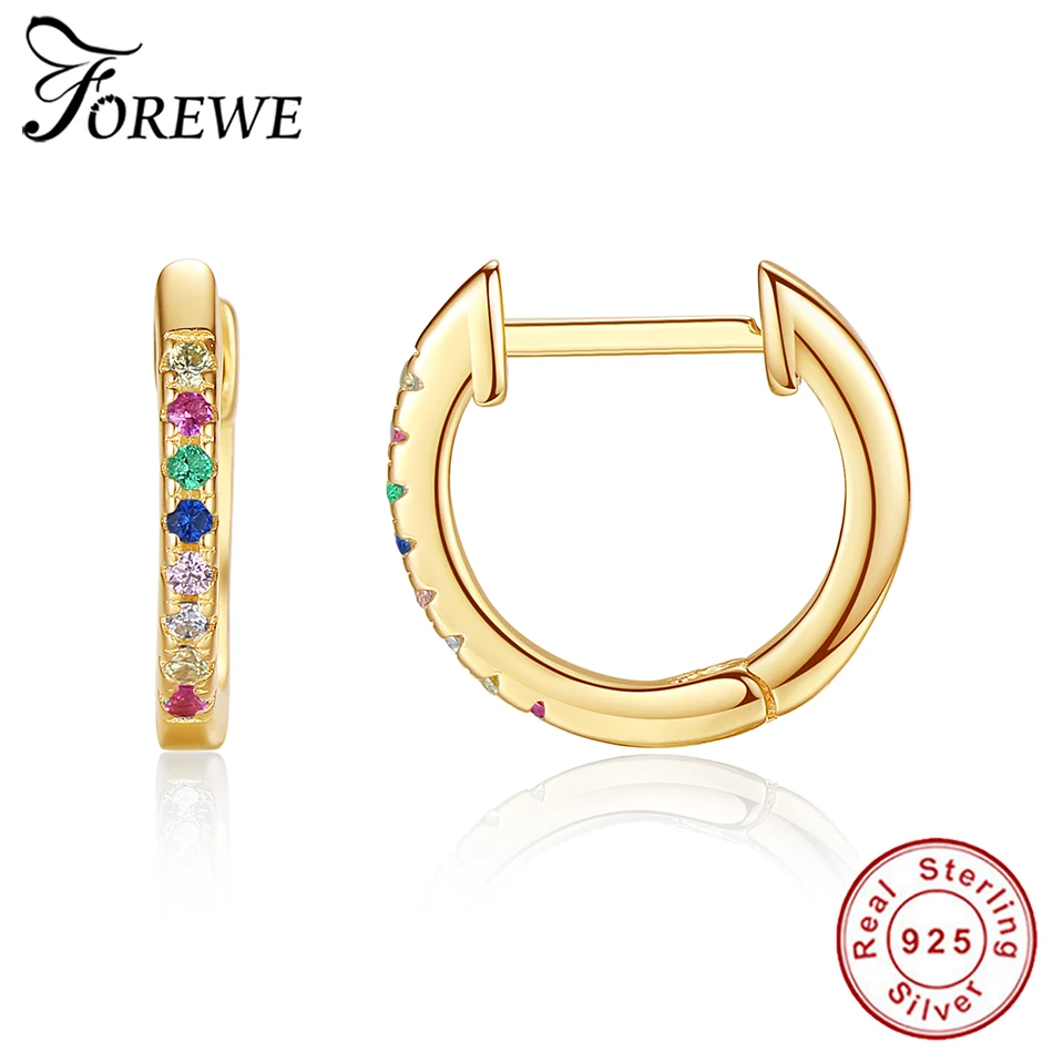 

Colorful Shiny Crystal Zircon Hoop Earrings for Women Wedding Gold Jewelry Round Circle Earrings 925 Sterling Silver Earrings