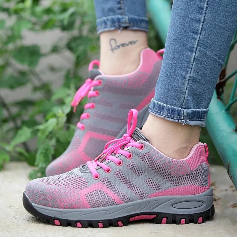 Zapatos de seguridad con punta de acero para mujer, botas de seguridad con  protección de media suela de acero, a prueba de perforaciones, antigolpes -  AliExpress Seguridad y protección