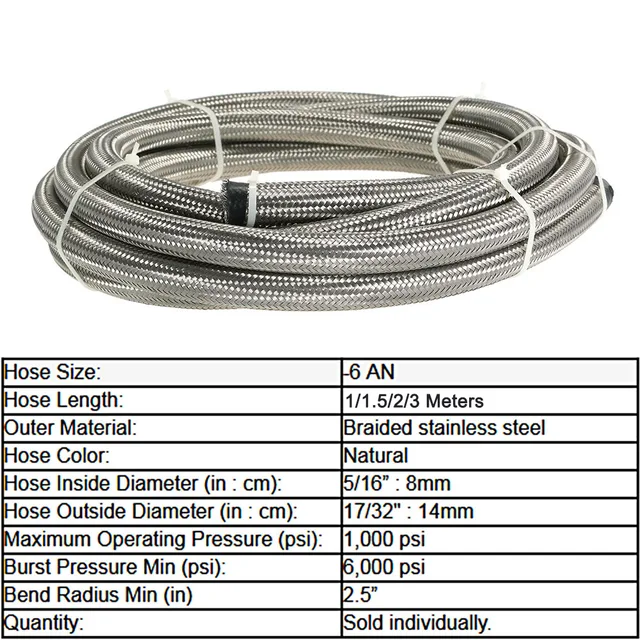 3M AN4 AN6 AN8 AN10 Tubo carburante per auto Linea gas olio Nylon Acciaio intrecciato CPE Pipeline Tubo freno radiatore K tubo carburante con 6 pezzi Swi  34