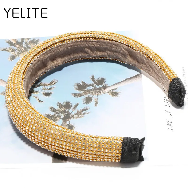 YELITE, Осенние геоградные блестящие стразы 3А, повязка на голову, аксессуары для волос, блестящие мягкие стразы, Bejewled повязки на голову