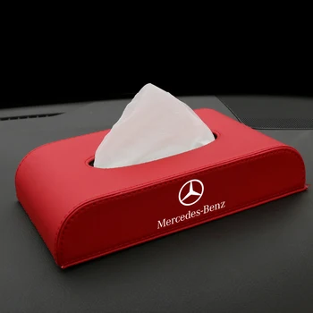 

1pcs Leather For Mercedes Benz CLK CLA A180 A200 A300 E220 S300 S350 C200 Car Tissue Box Pumping Cassette Holder Box Organizer
