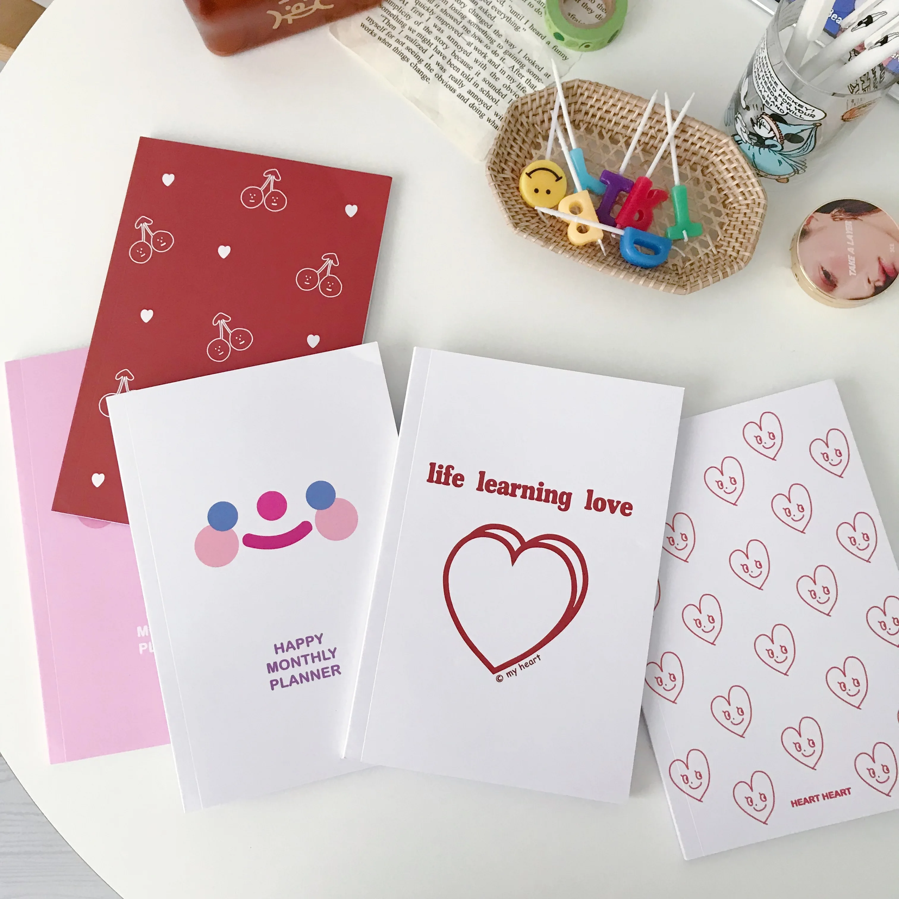 SIXONE 80 Sheets Ins Smile Cherry Clouds Notebook Simple Style Handbook Korea Kawaii Student Diary Line Book School Stationery