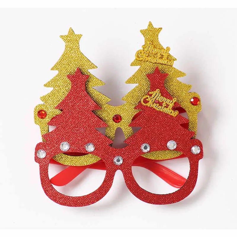 New Year Glasses Gifts Merry Christmas Eve Decorations Party For Home Ornaments Decor Xmas Tree Santa Claus Deer Snowman