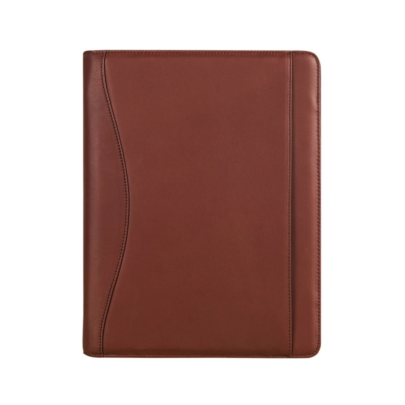 Brown-Custom-logo Ручной работы из натуральной кожи Padfolio Портфолио A4 папка, бизнес-документов Организатор руководителя путешествия чехол для переноски - Цвет: Brown-Custom-logo