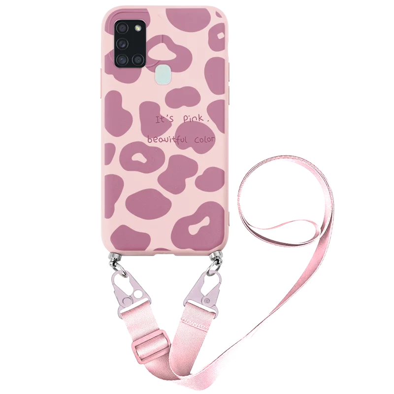 For Samsung A21S Fashion Silicone Necklace Strap Lanyard Cord Rope Chain Cases For Samsung Galaxy A21S A 21S A21 S Bumper Coque samsung cases cute