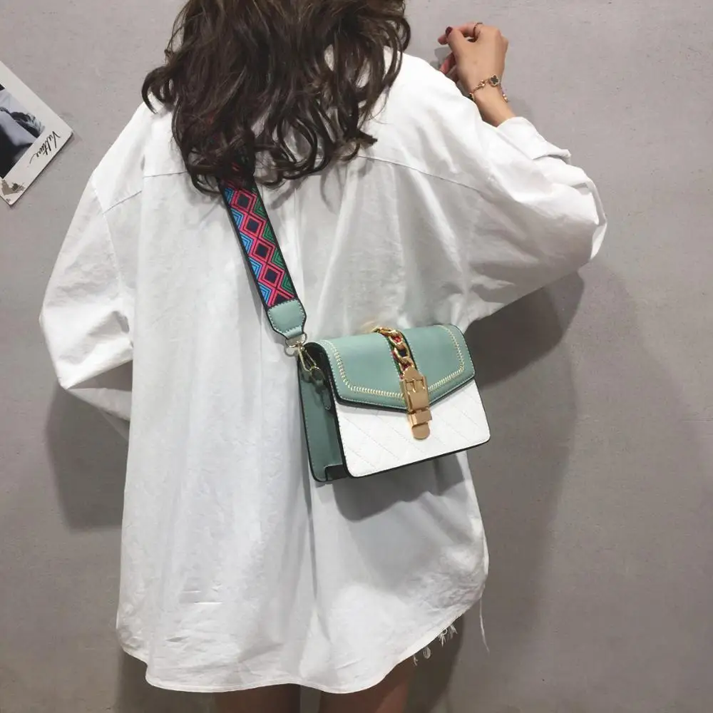 

Women's Designer Shoulder Bag 2019 Summer New Quality PU Leather Female Mini Square Bag Lock Shoulder Messenger Bags
