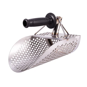 

Sand Scoop for Metal Detecting, Stainless Steel with Hexahedron 7Mm Holes for Beach Treasure Hunting Plastic Handle
